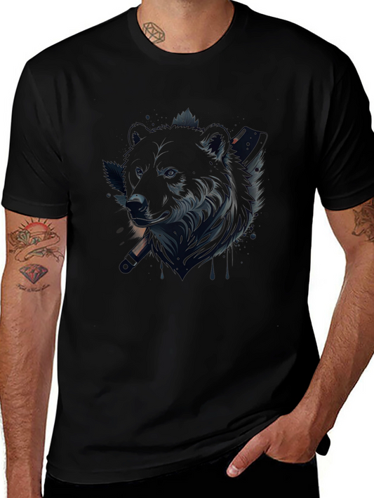 Black Bear Graphic Print Mens T-Shirt