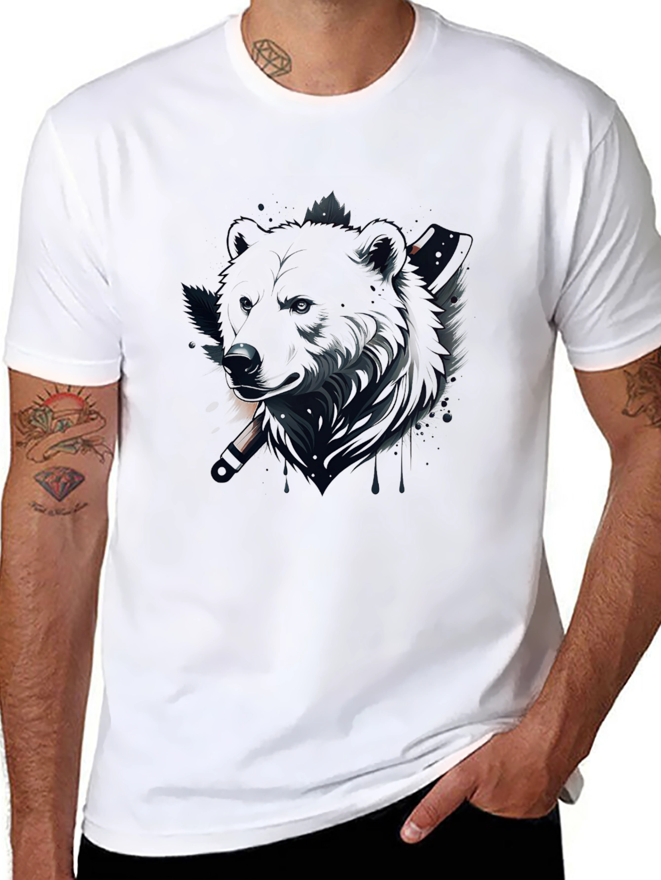 Black Bear Graphic Print Mens T-Shirt