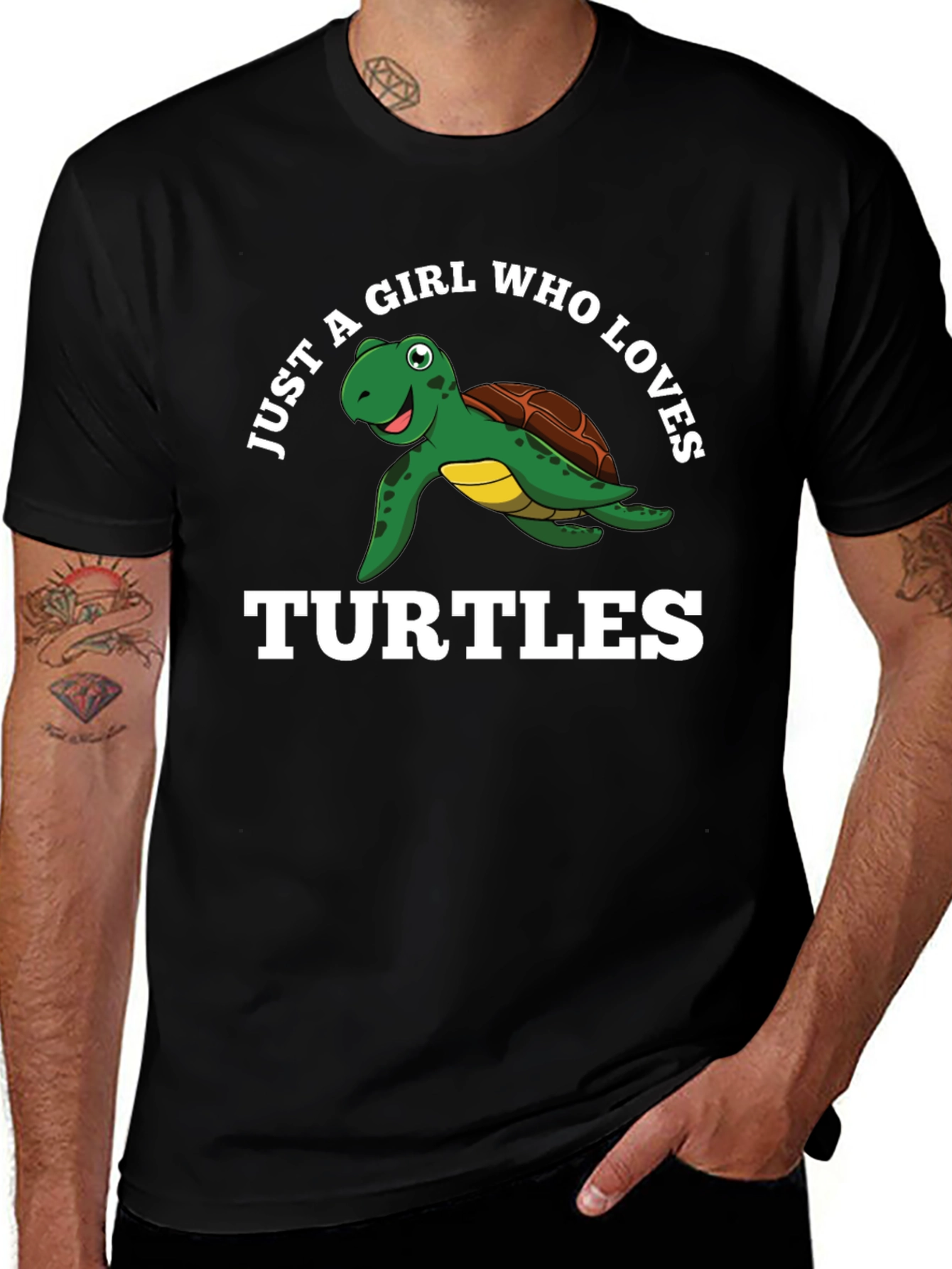 Just A Girl Who Loves Turtles Black T-Shirt