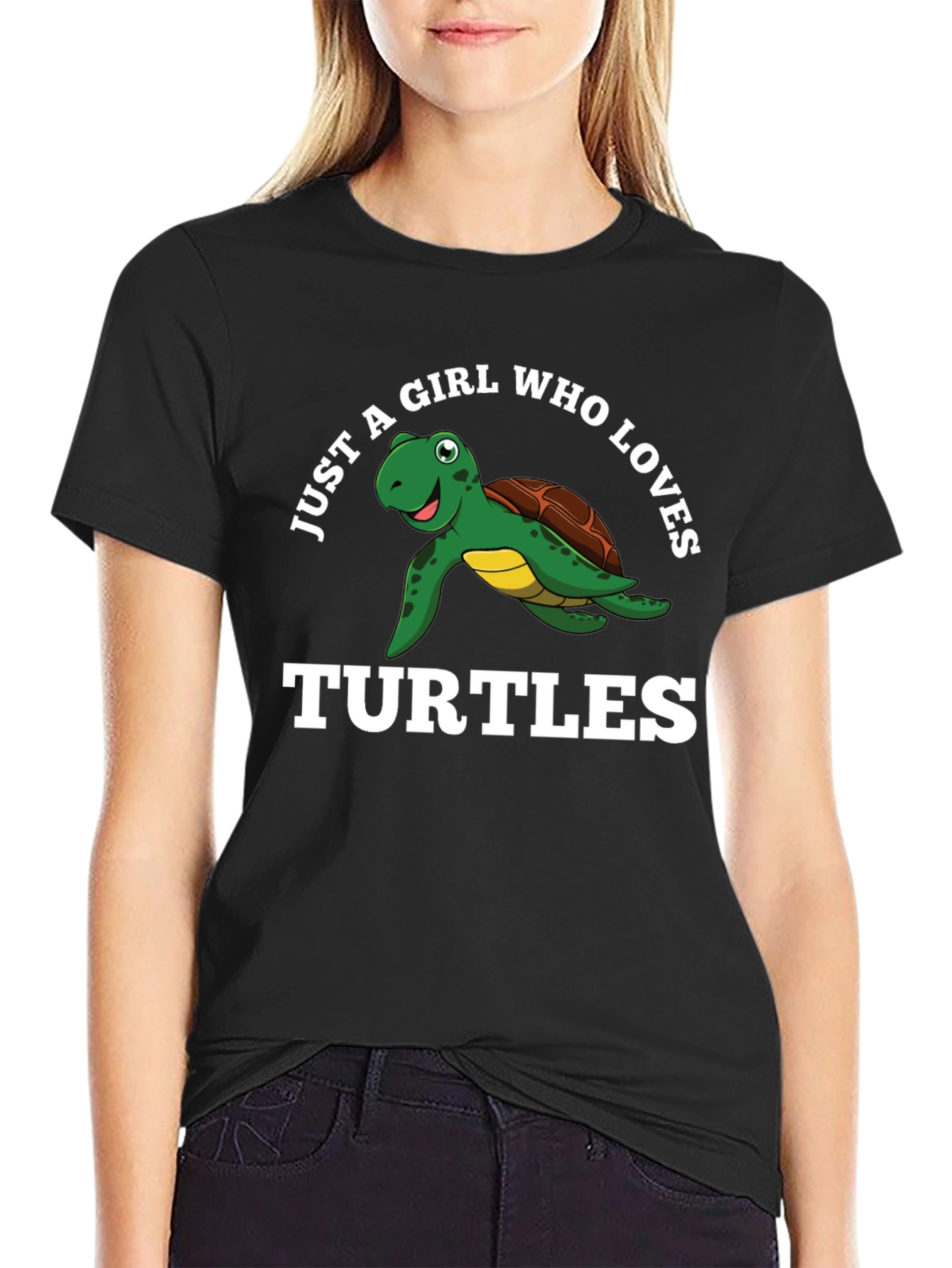 Just A Girl Who Loves Turtles Black T-Shirt