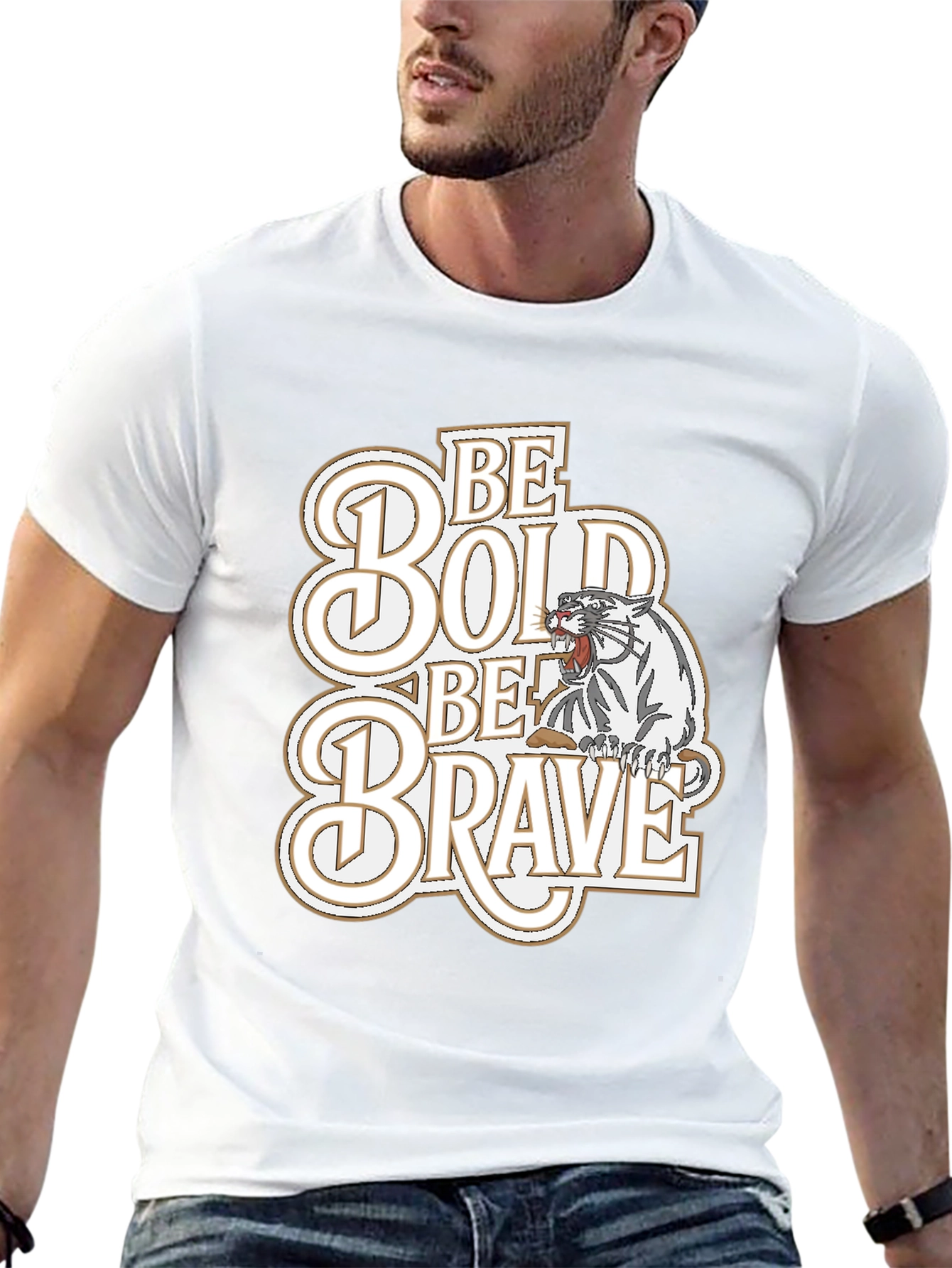 Be Bold Be Brave Graphic Tee - Tiger Design