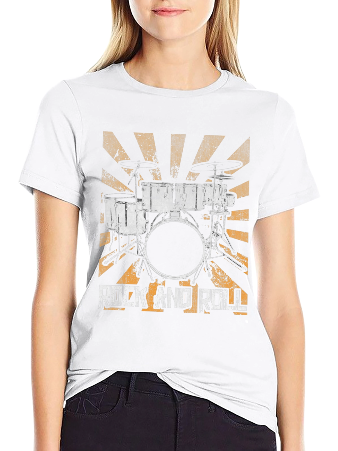 Rock and Roll Drum Kit Graphic Tee - Black