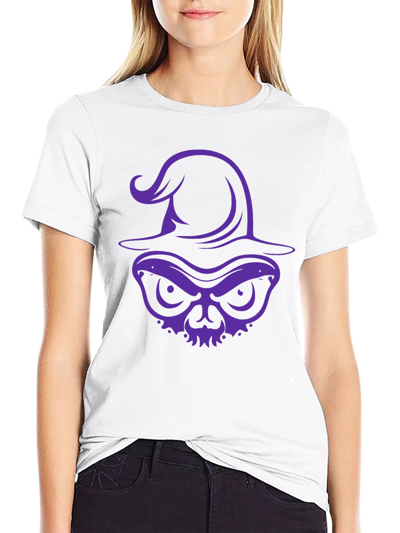 Witch Skull Graphic Tee - Halloween Shirt