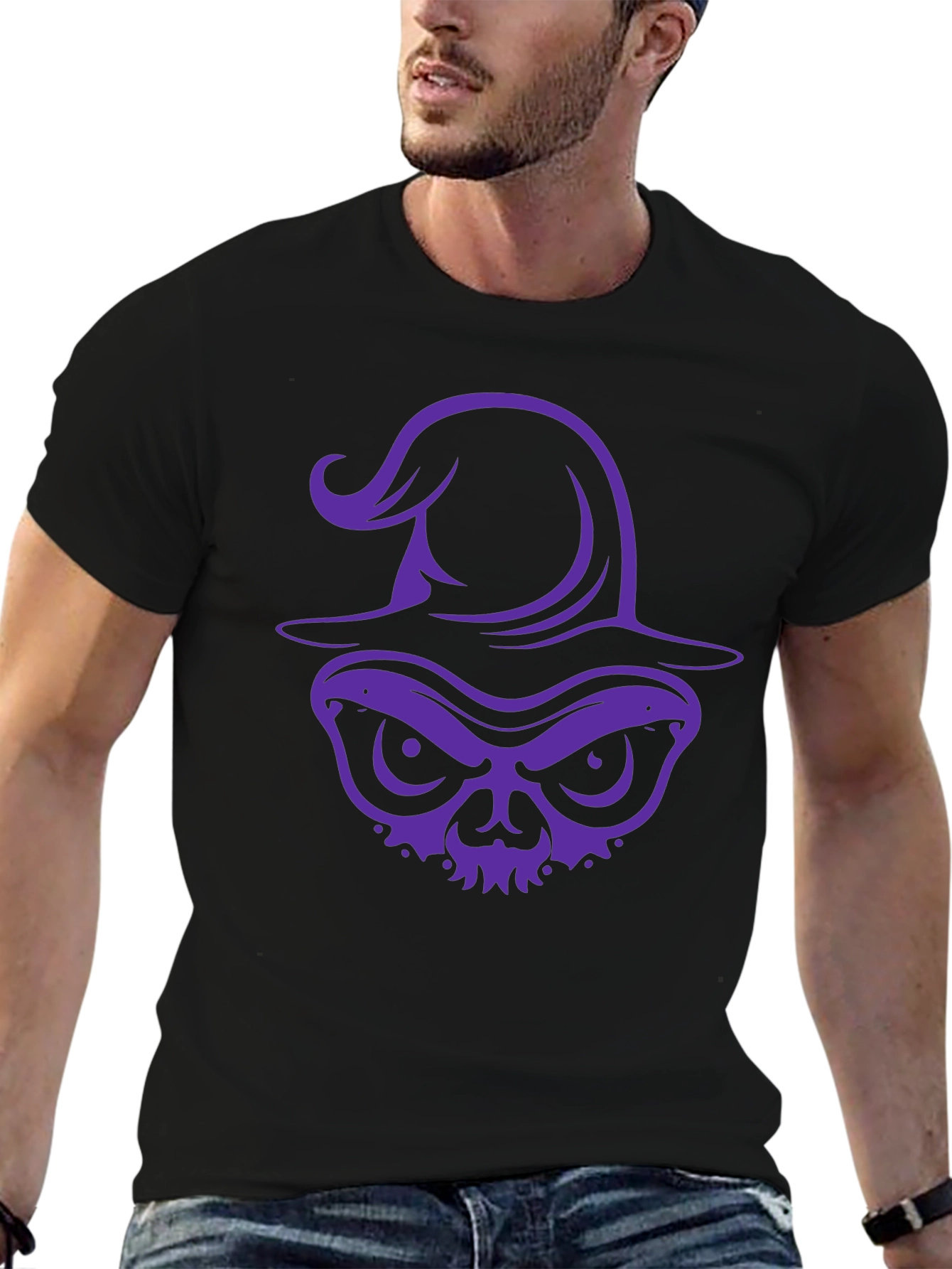 Witch Skull Graphic Tee - Halloween Shirt