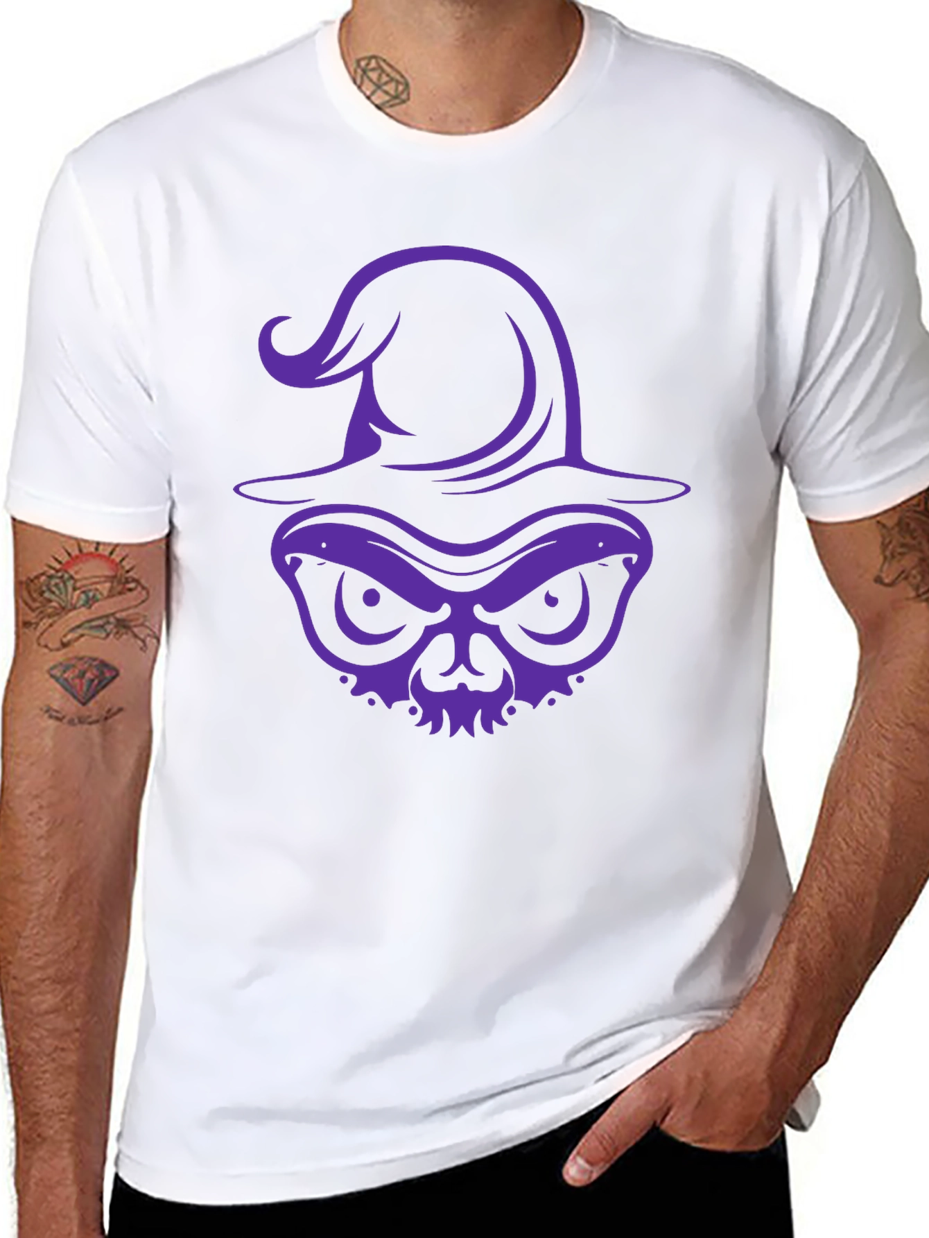 Witch Skull Graphic Tee - Halloween Shirt