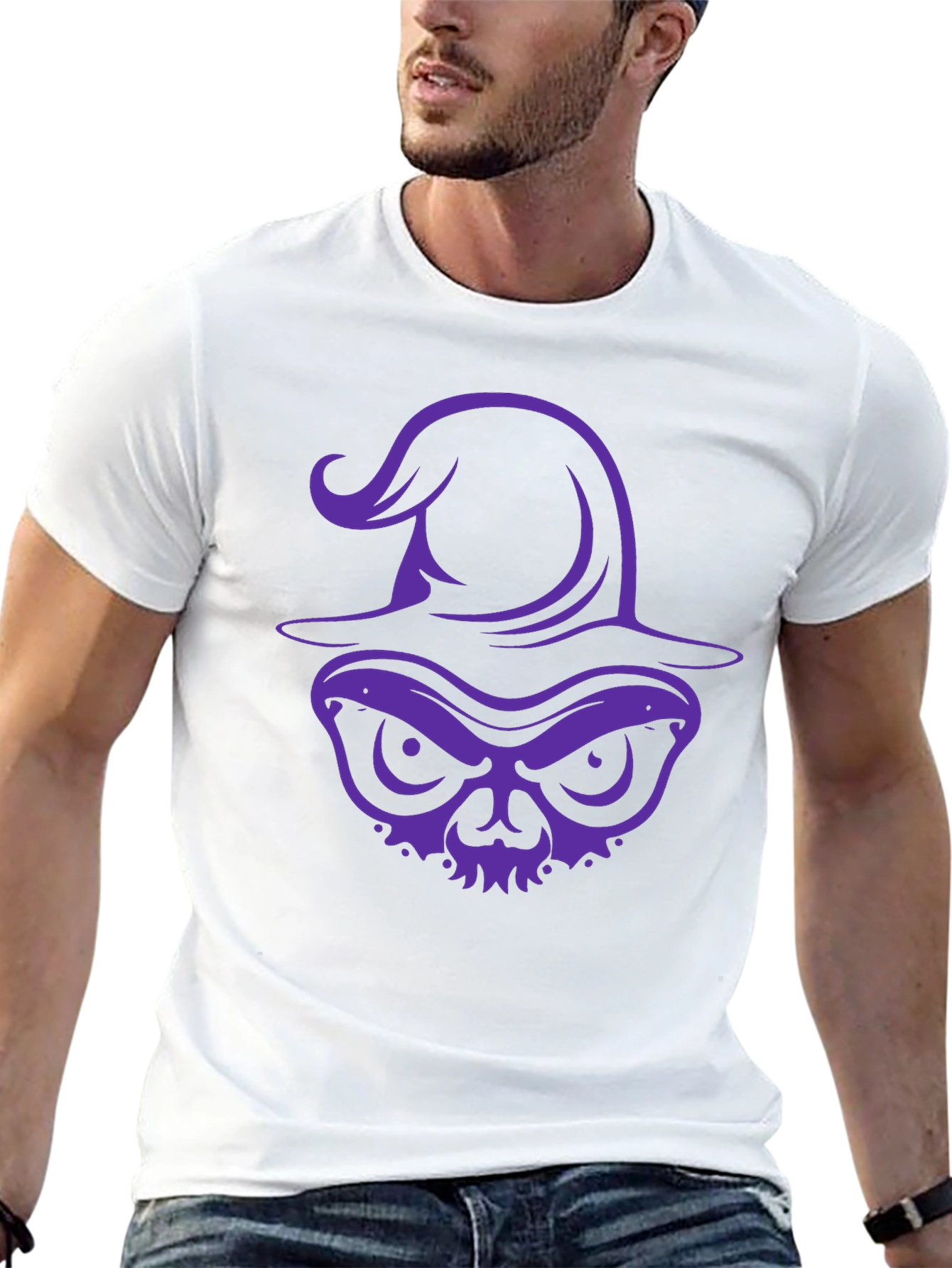 Witch Skull Graphic Tee - Halloween Shirt