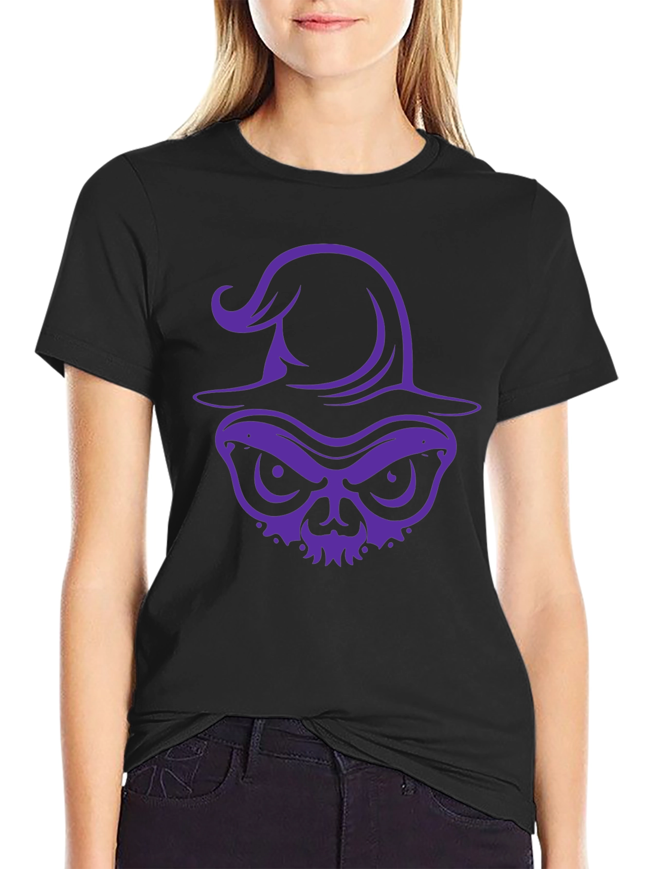 Witch Skull Graphic Tee - Halloween Shirt