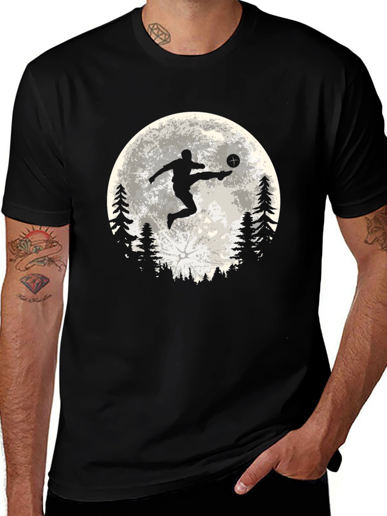 Soccer Moon Graphic T-Shirt - Sporty Black Tee
