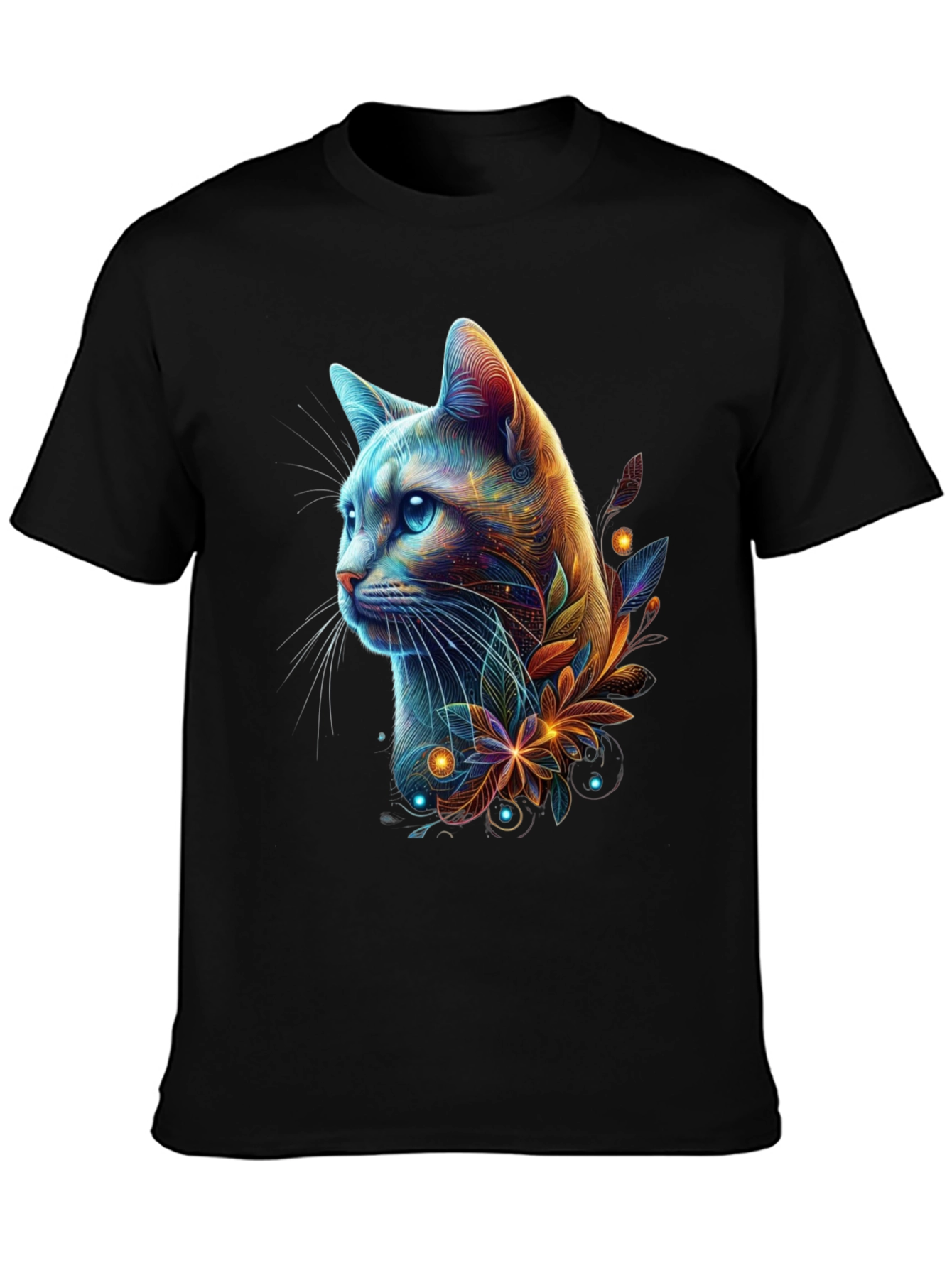 Neon Cat Graphic Tee - Mens Black T-Shirt