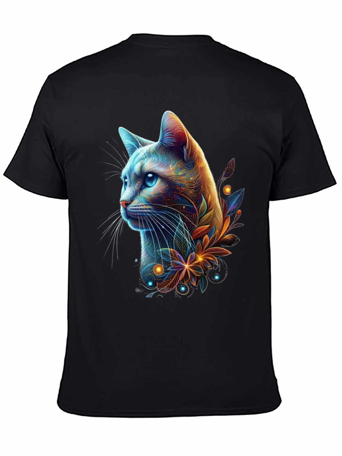 Neon Cat Graphic Tee - Mens Black T-Shirt
