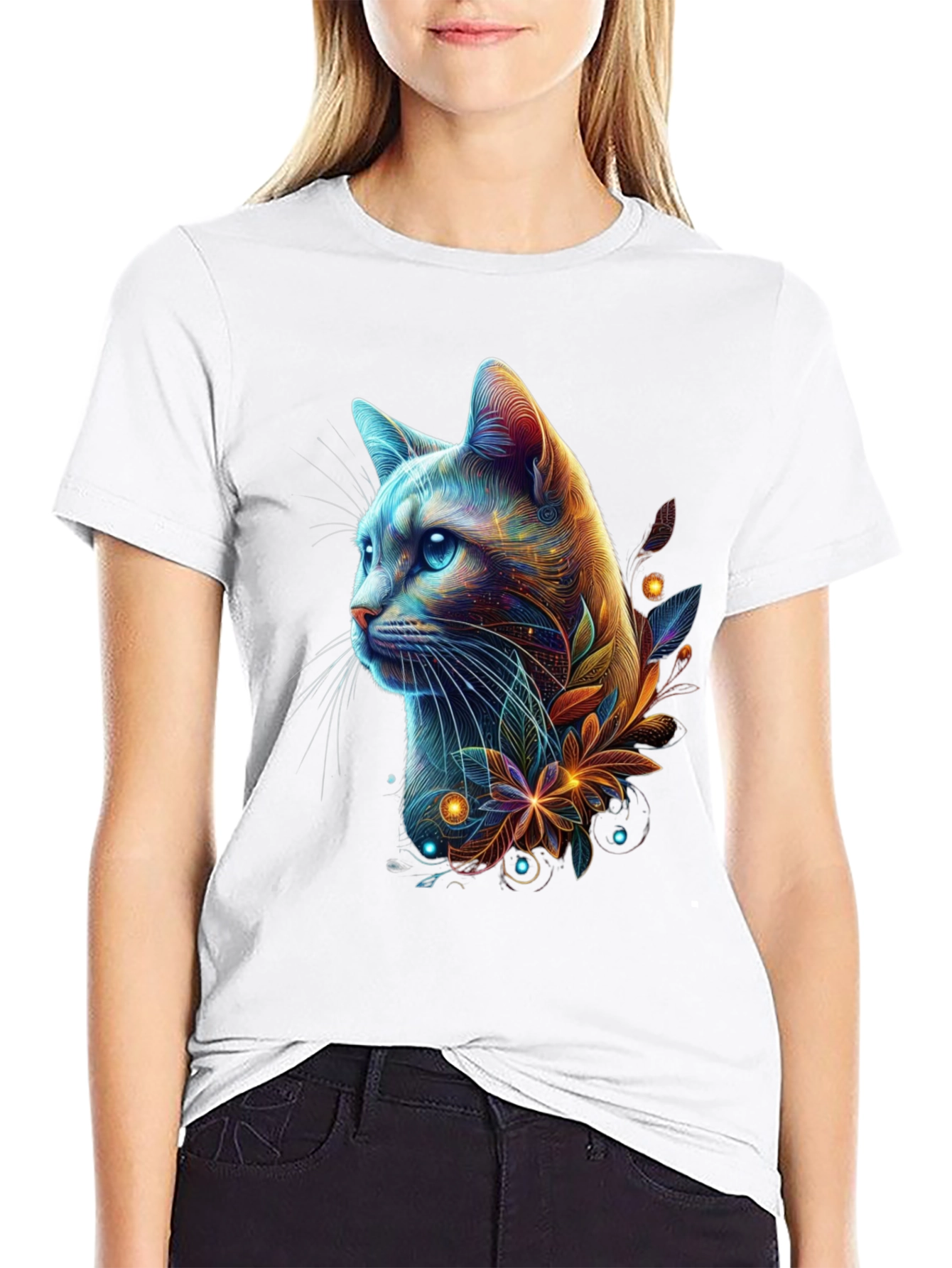 Neon Cat Graphic Tee - Mens Black T-Shirt