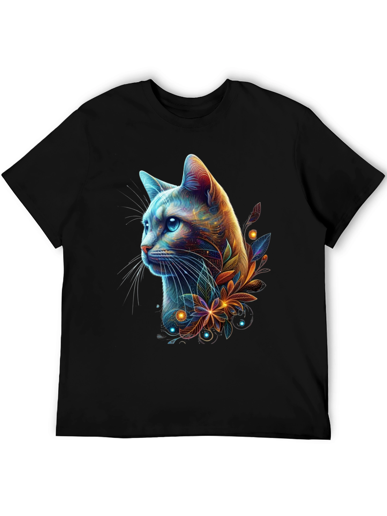 Neon Cat Graphic Tee - Mens Black T-Shirt