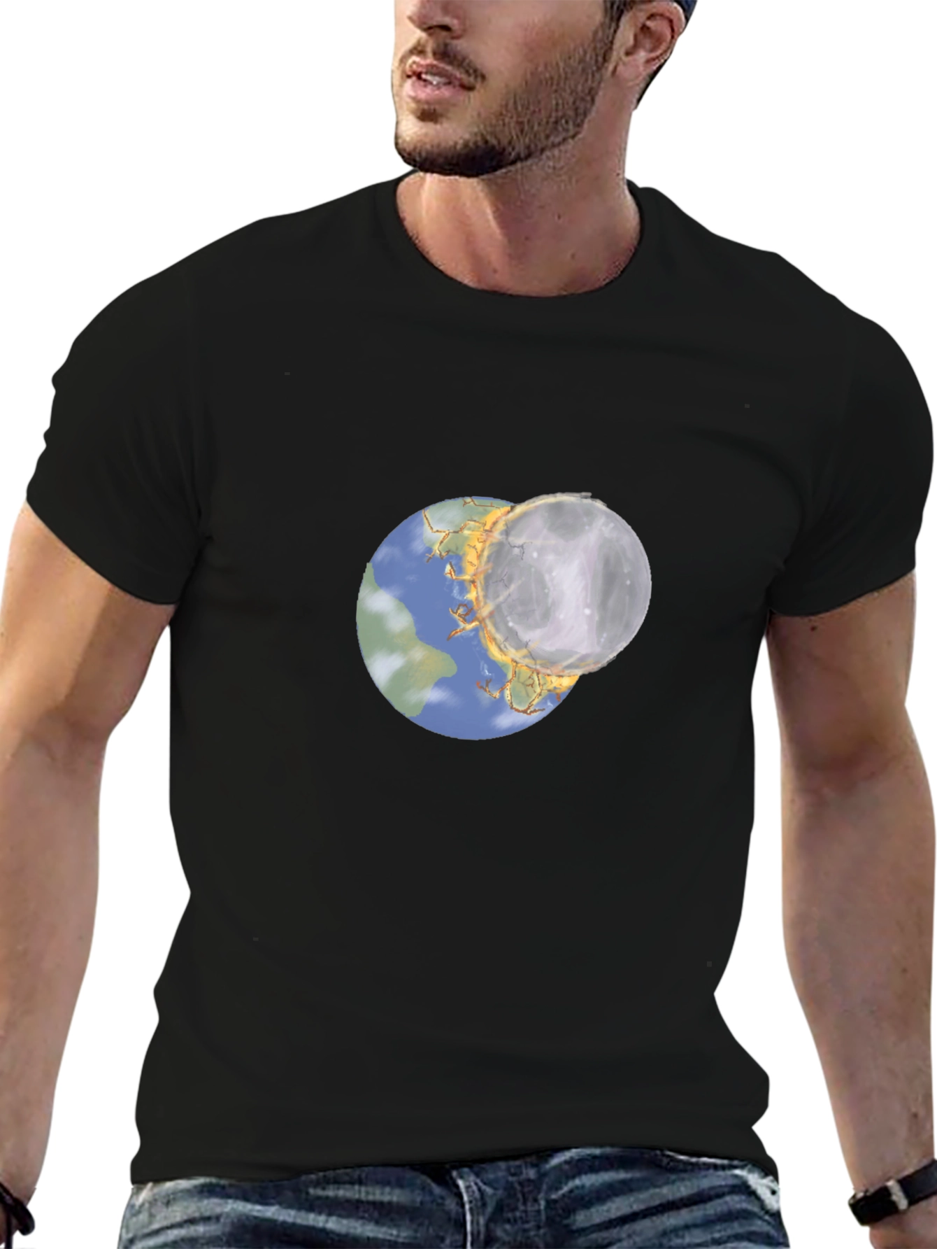 Earth and Moon Eclipse Graphic T-Shirt