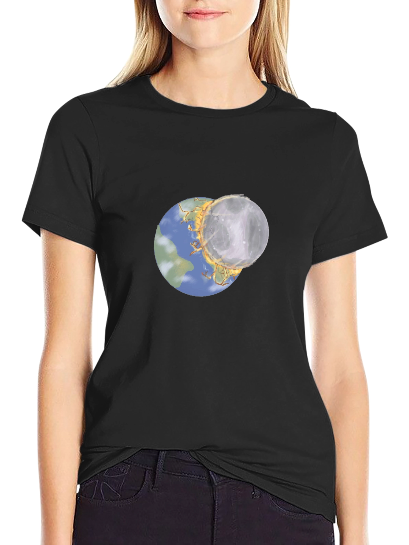 Earth and Moon Eclipse Graphic T-Shirt