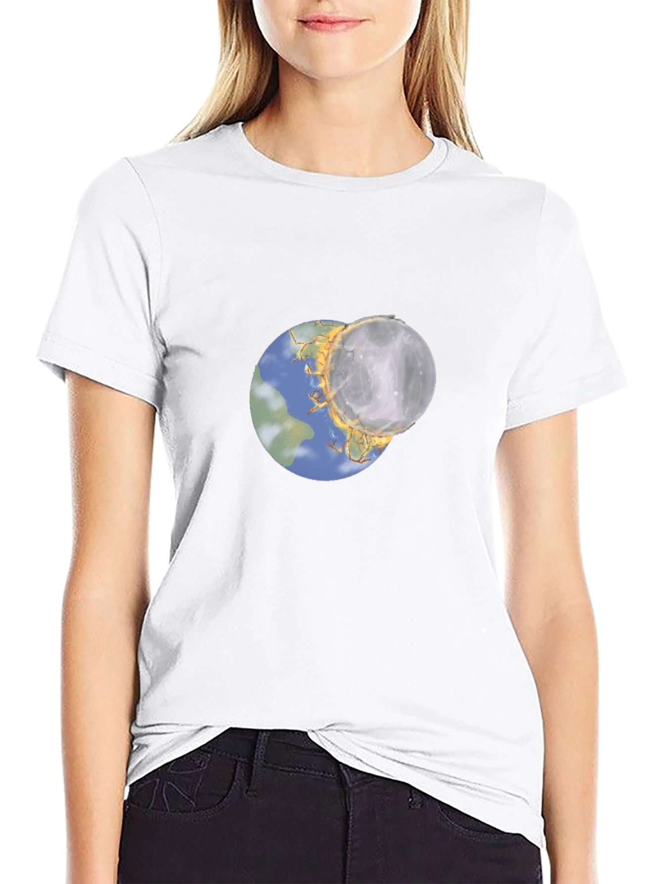 Earth and Moon Eclipse Graphic T-Shirt