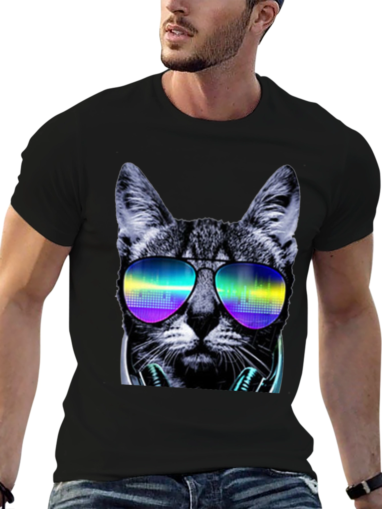 Cool Cat T-Shirt: DJ Shades & Headphones Graphic Tee
