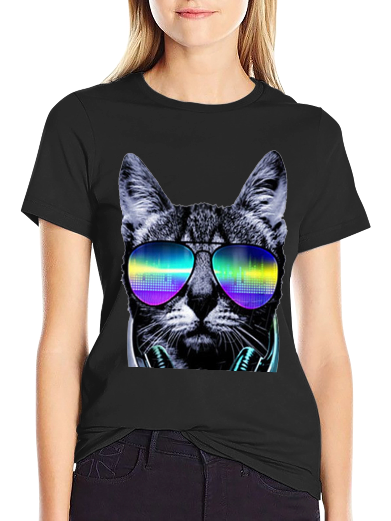 Cool Cat T-Shirt: DJ Shades & Headphones Graphic Tee