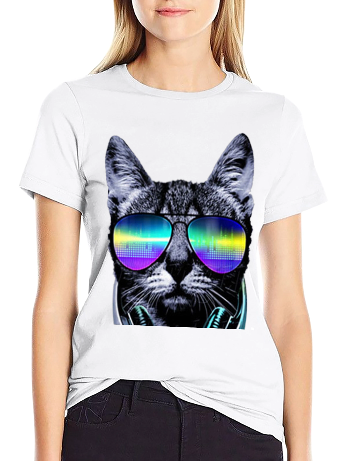 Cool Cat T-Shirt: DJ Shades & Headphones Graphic Tee