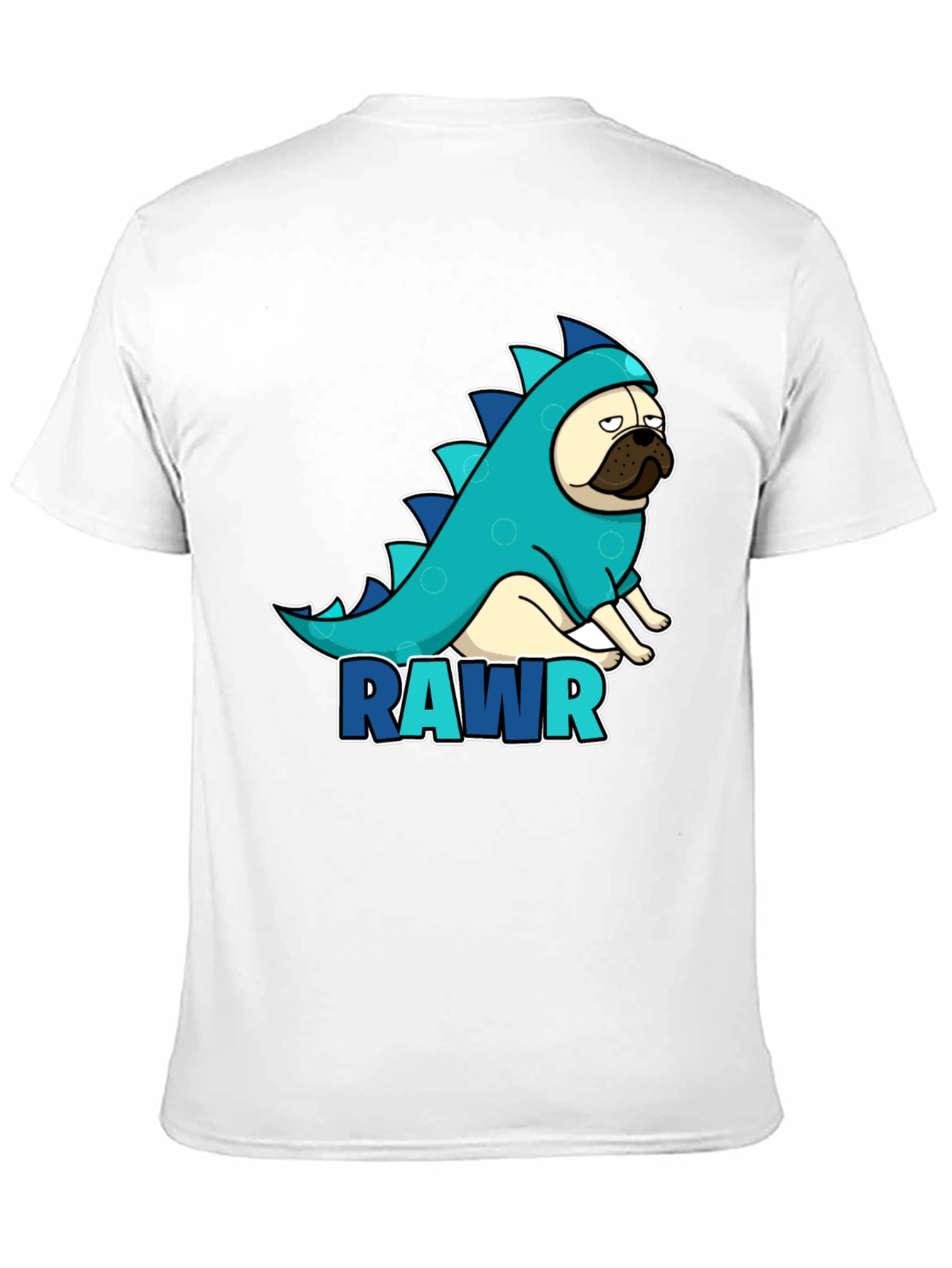 Pug Dinosaur RAWR T-Shirt - Black Cotton Tee