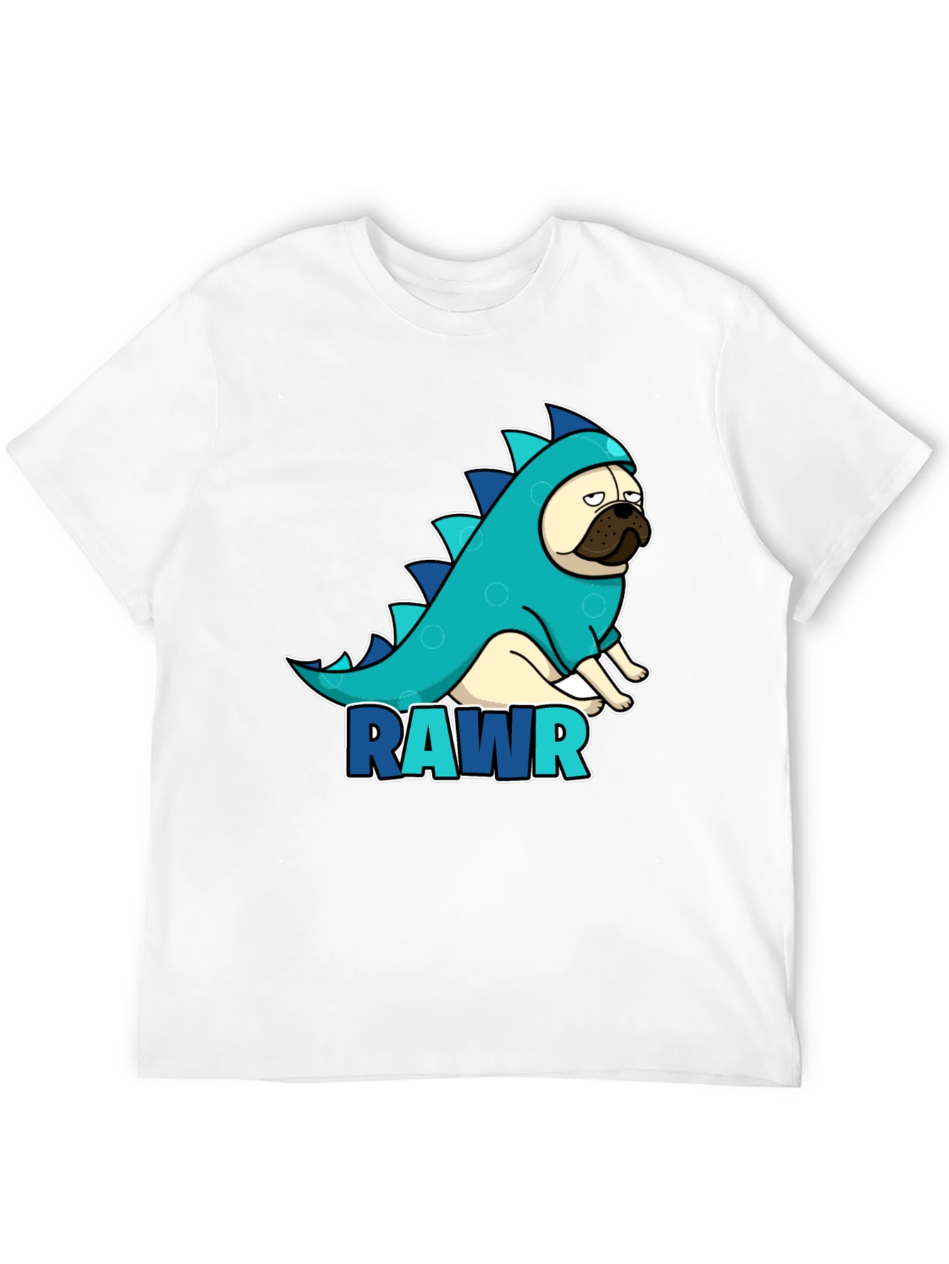Pug Dinosaur RAWR T-Shirt - Black Cotton Tee