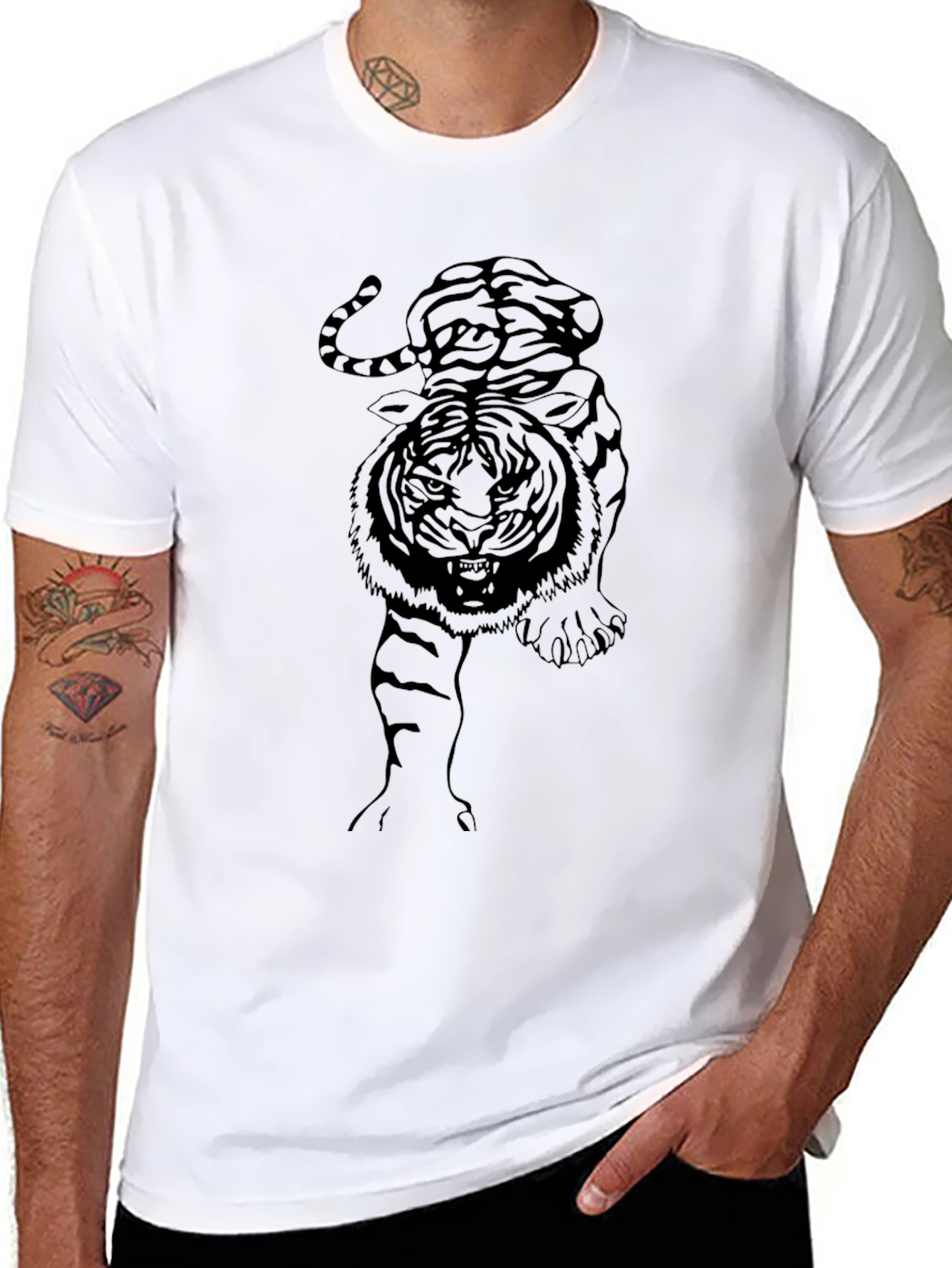 Black Tiger Graphic Tee - Mens Stylish Casual Shirt