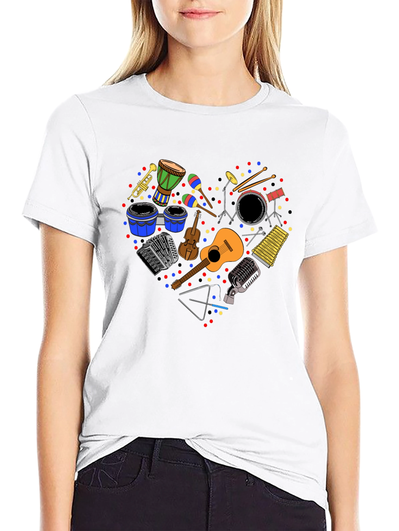Music Lover T-Shirt: Heart of Instruments Design