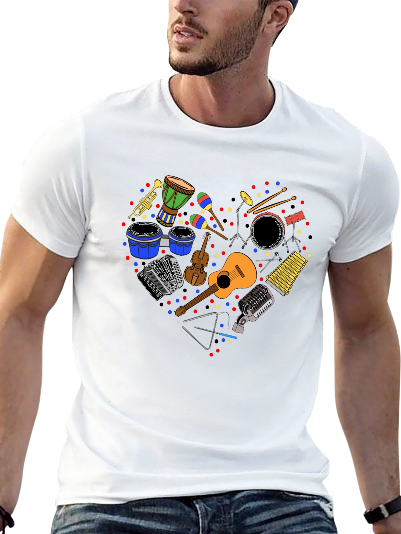 Music Lover T-Shirt: Heart of Instruments Design