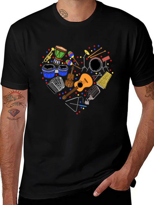 Music Lover T-Shirt: Heart of Instruments Design