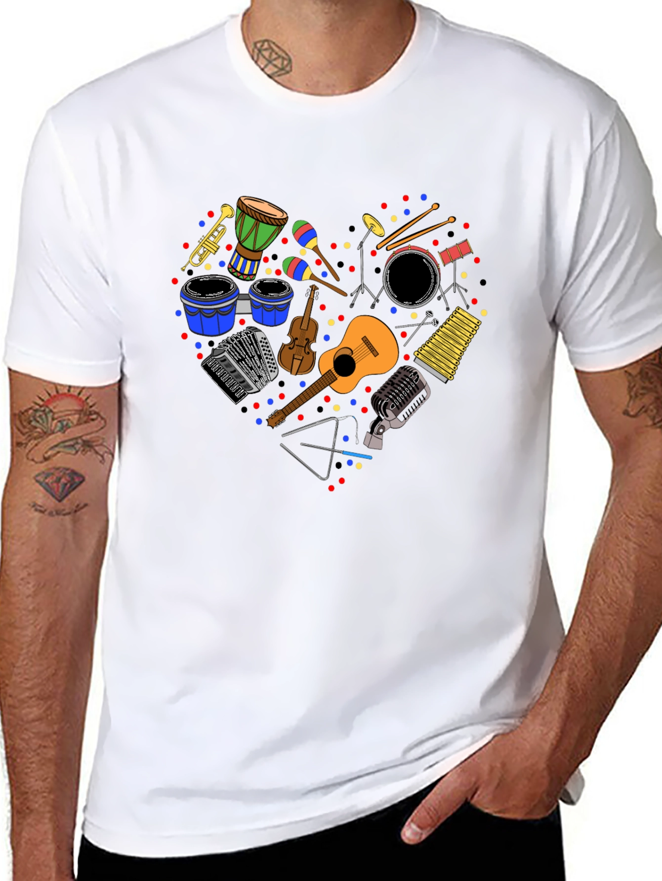 Music Lover T-Shirt: Heart of Instruments Design