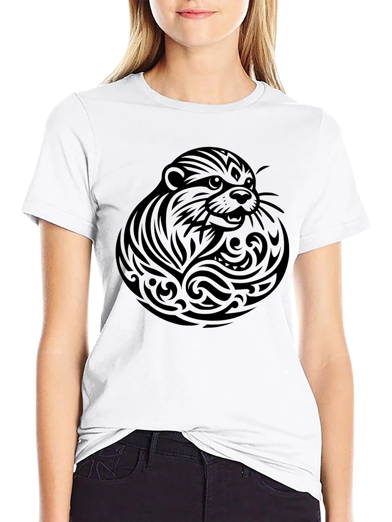 Tribal Otter Graphic Tee - Mens Black T-Shirt