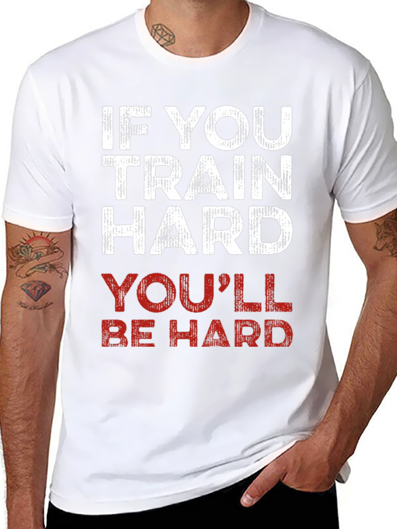 Train Hard T-Shirt - Funny Workout Gym Tee
