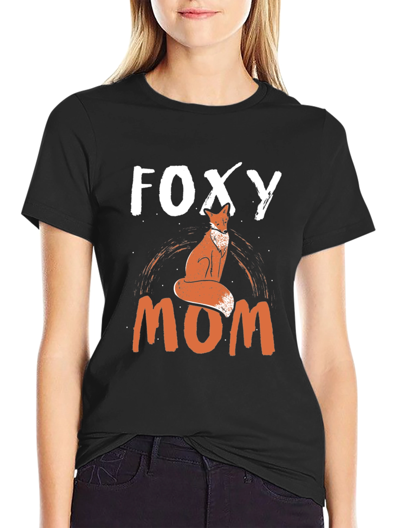 Foxy Mom Graphic Tee - Black