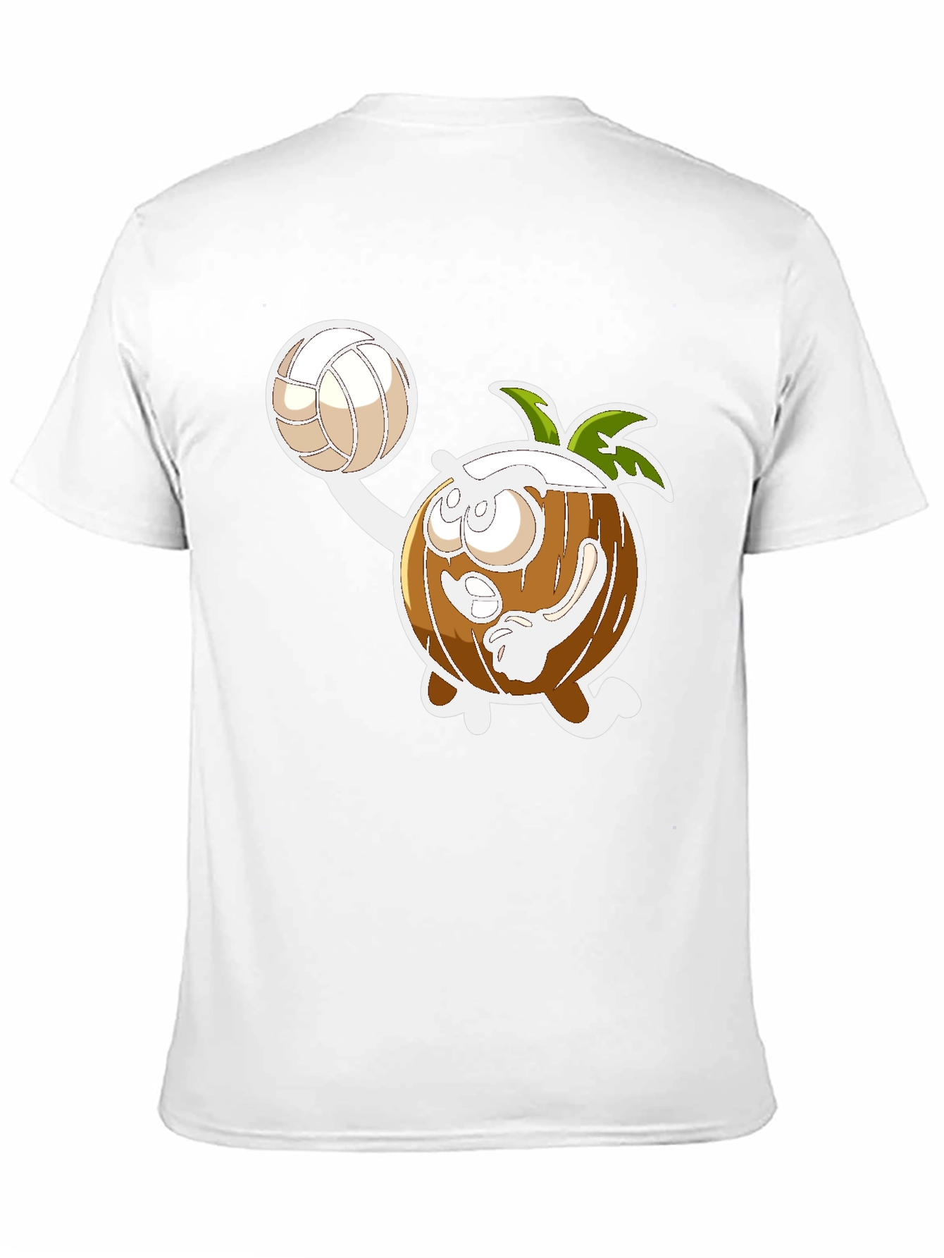 Funny Coconut Volleyball Cartoon Black T-Shirt