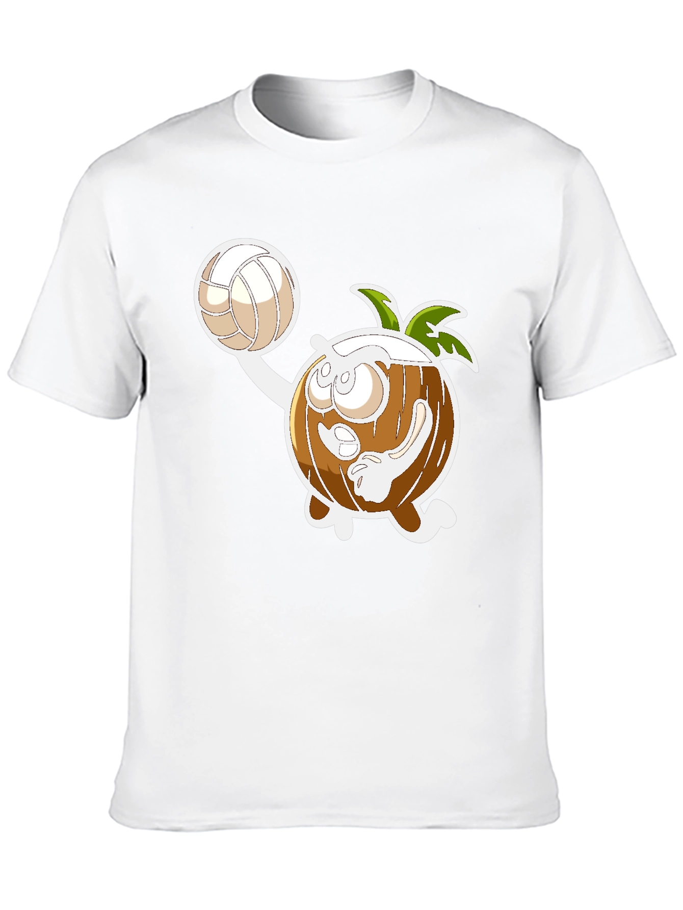 Funny Coconut Volleyball Cartoon Black T-Shirt