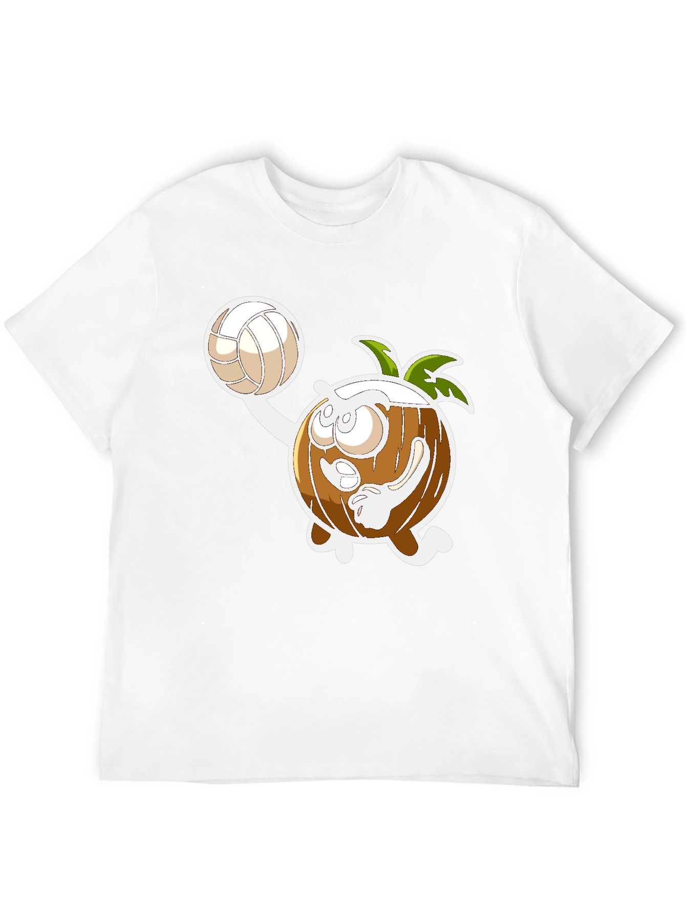 Funny Coconut Volleyball Cartoon Black T-Shirt