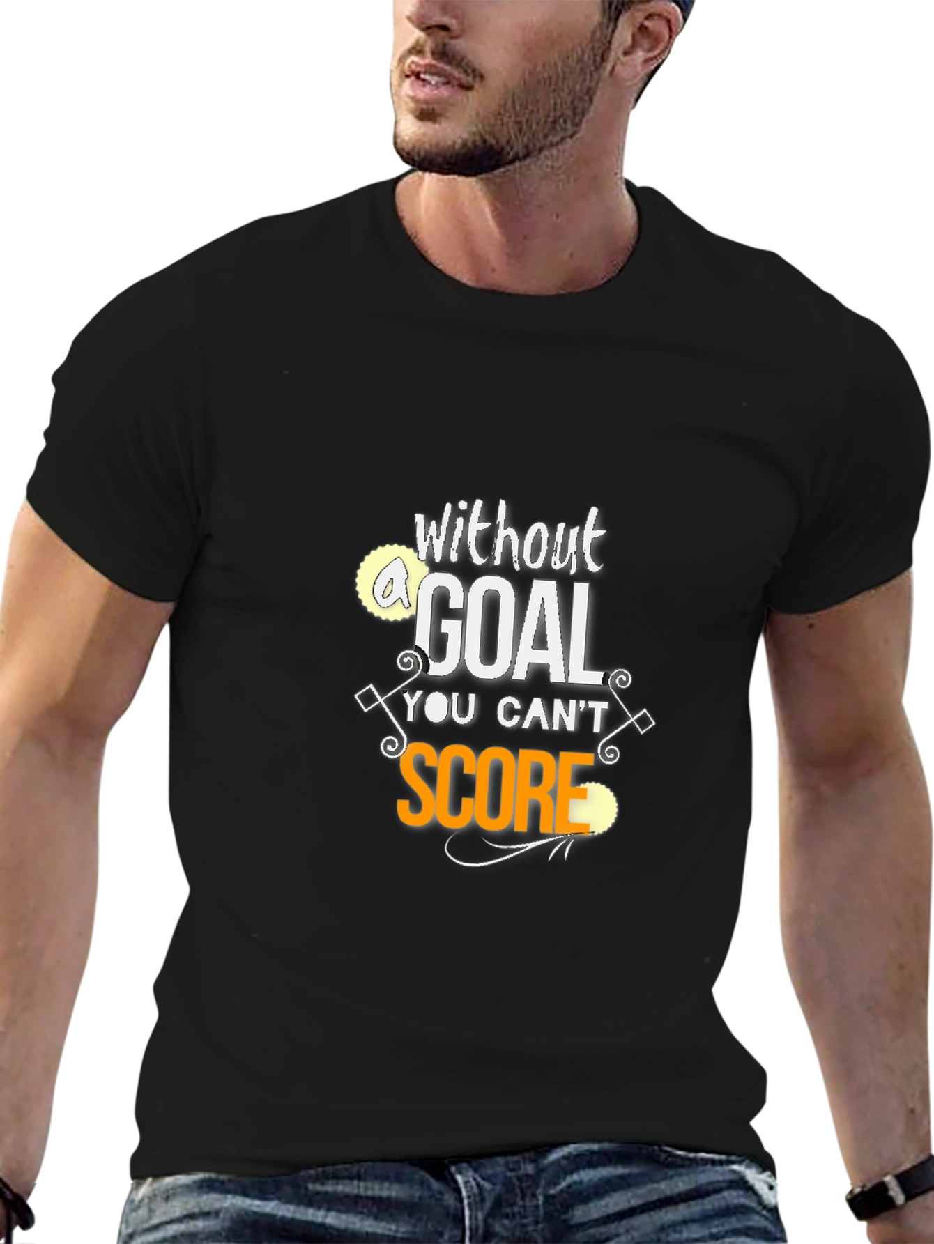 Motivational Goal Score Black T-Shirt