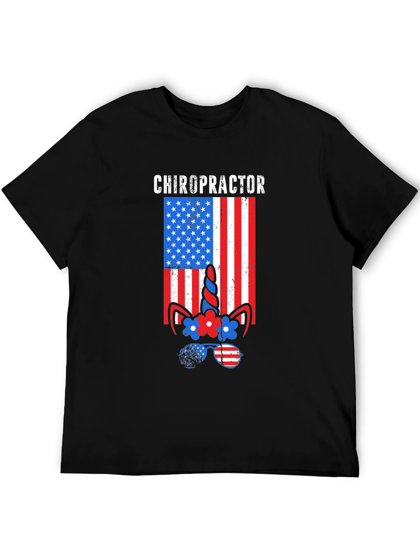 Chiropractor American Flag Unicorn T-Shirt