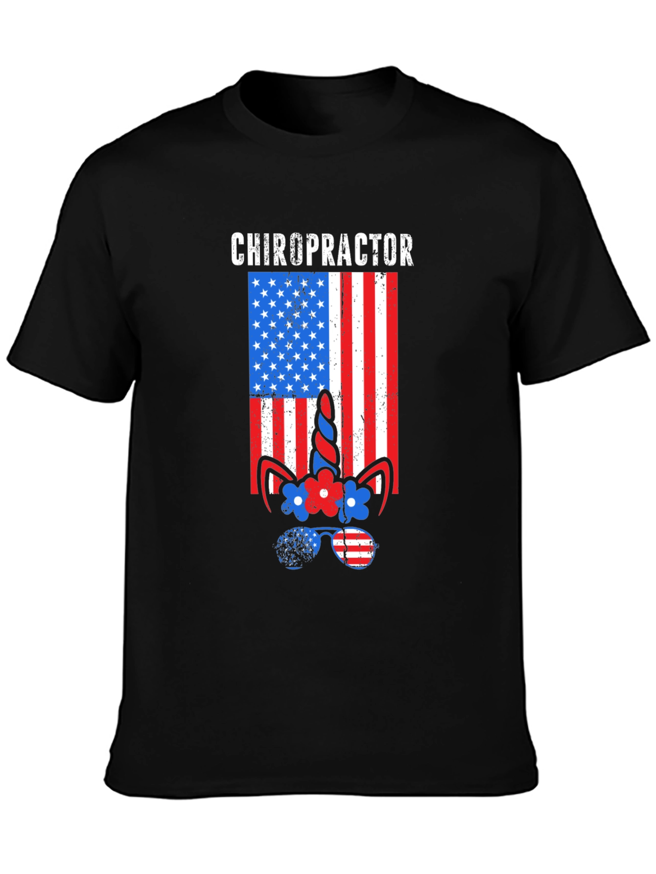 Chiropractor American Flag Unicorn T-Shirt