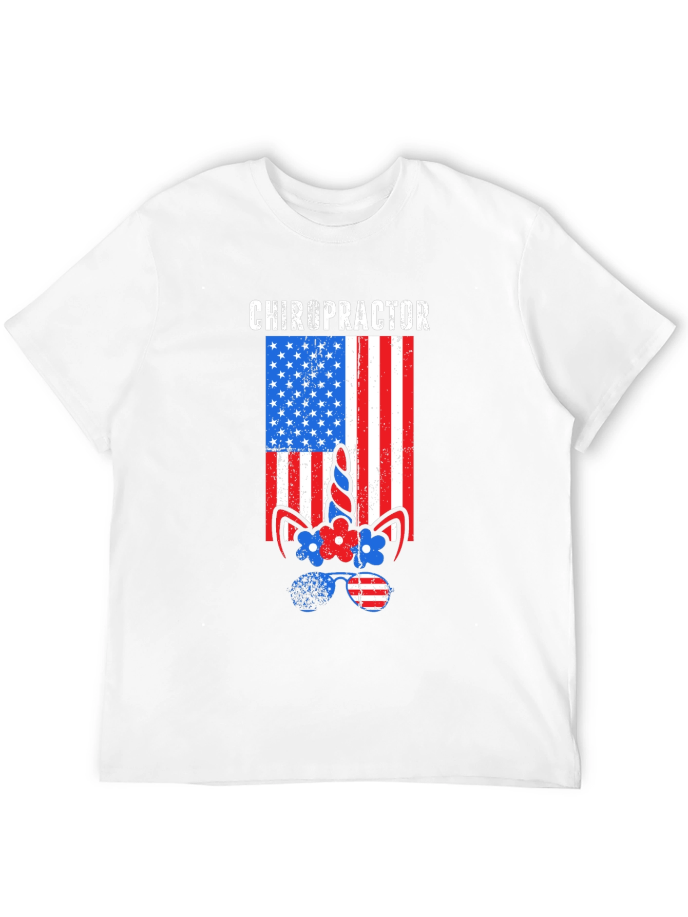 Chiropractor American Flag Unicorn T-Shirt