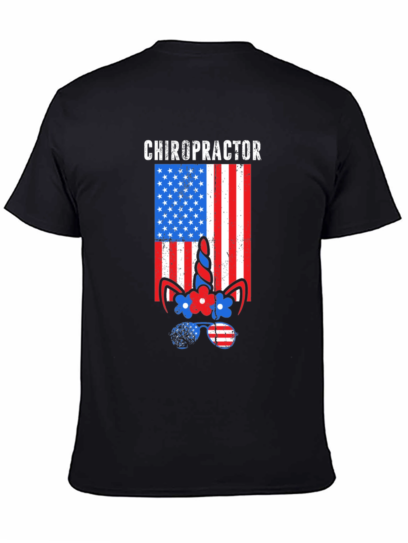 Chiropractor American Flag Unicorn T-Shirt