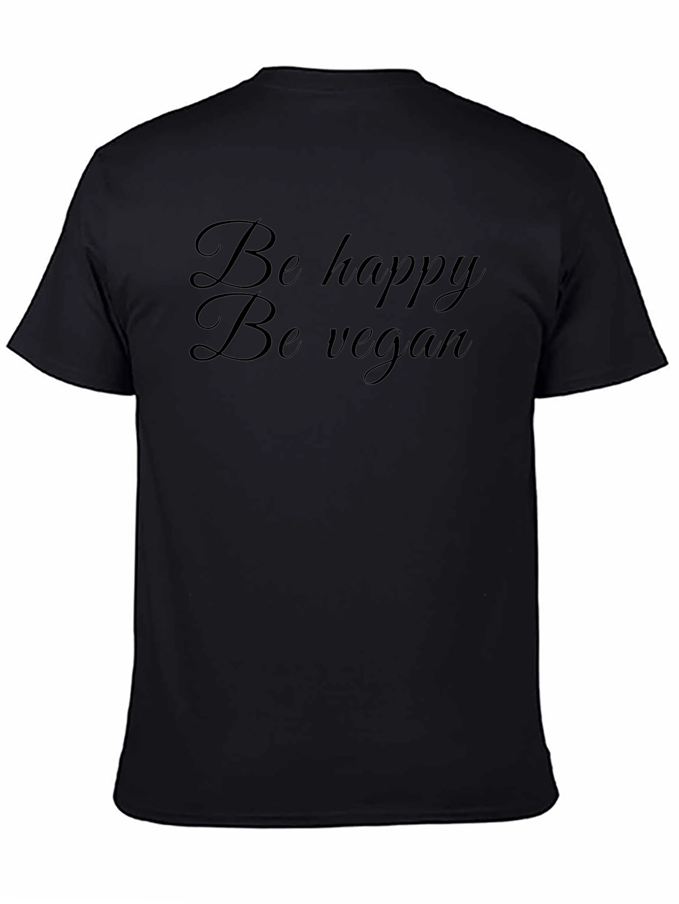 Be Happy Be Vegan Black T-Shirt