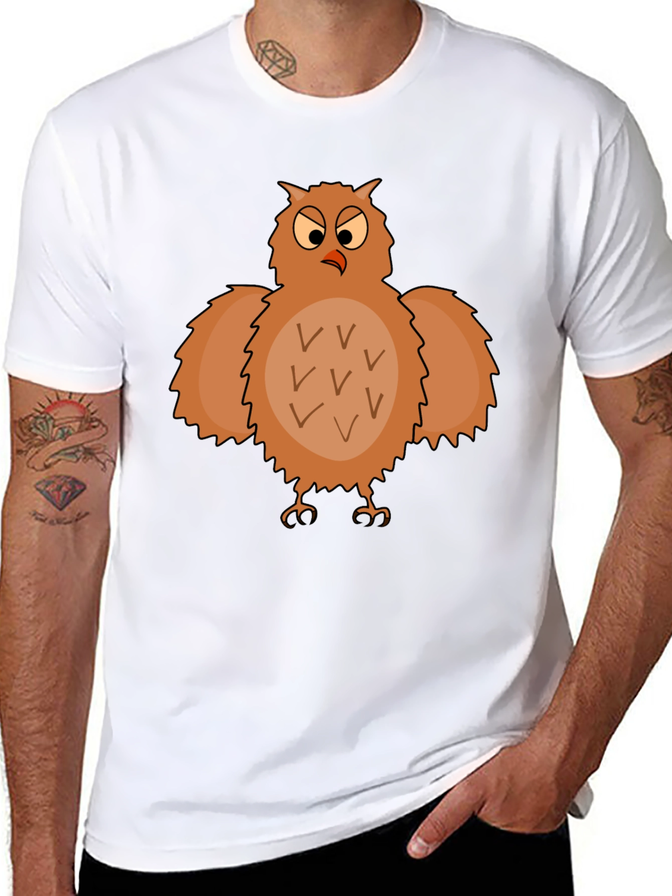 Funny Owl Graphic T-Shirt - Black