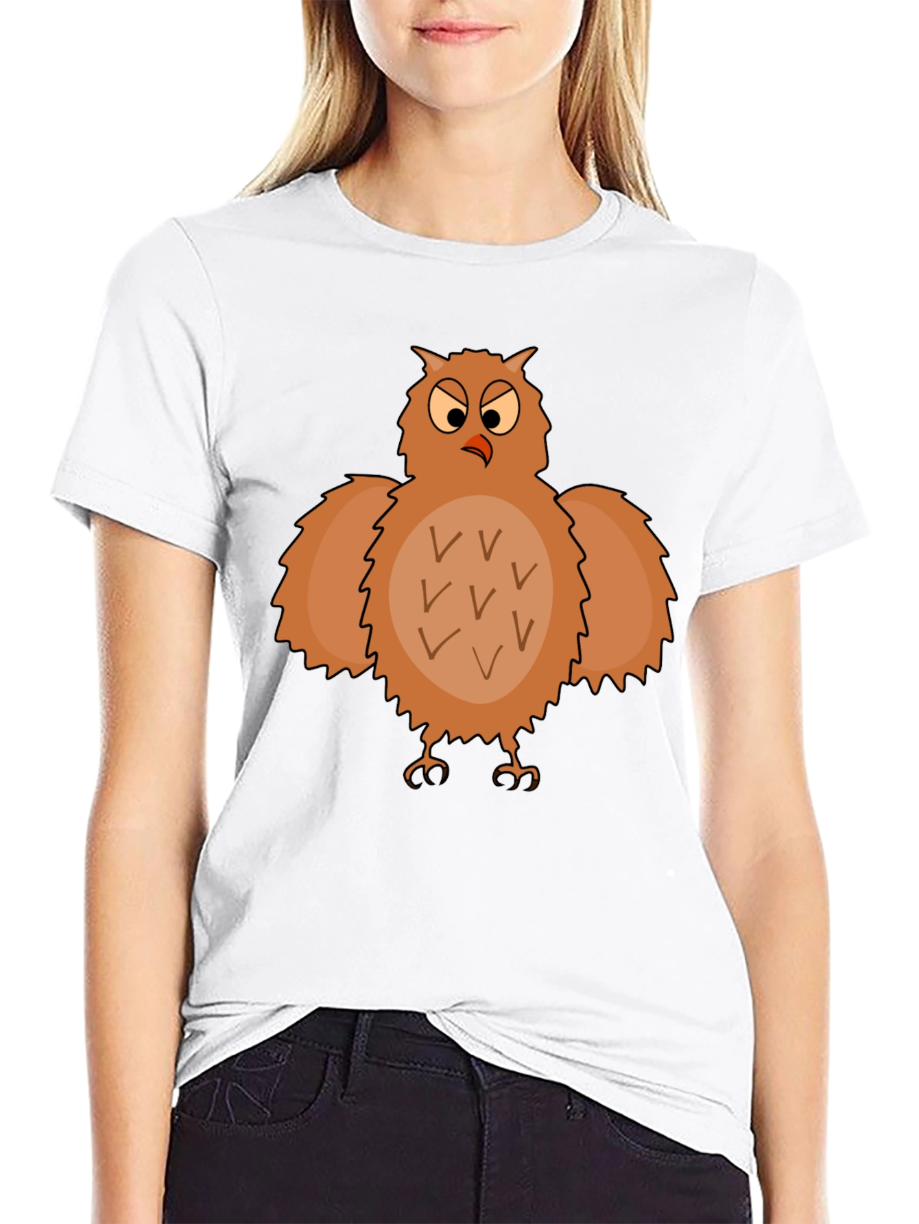 Funny Owl Graphic T-Shirt - Black