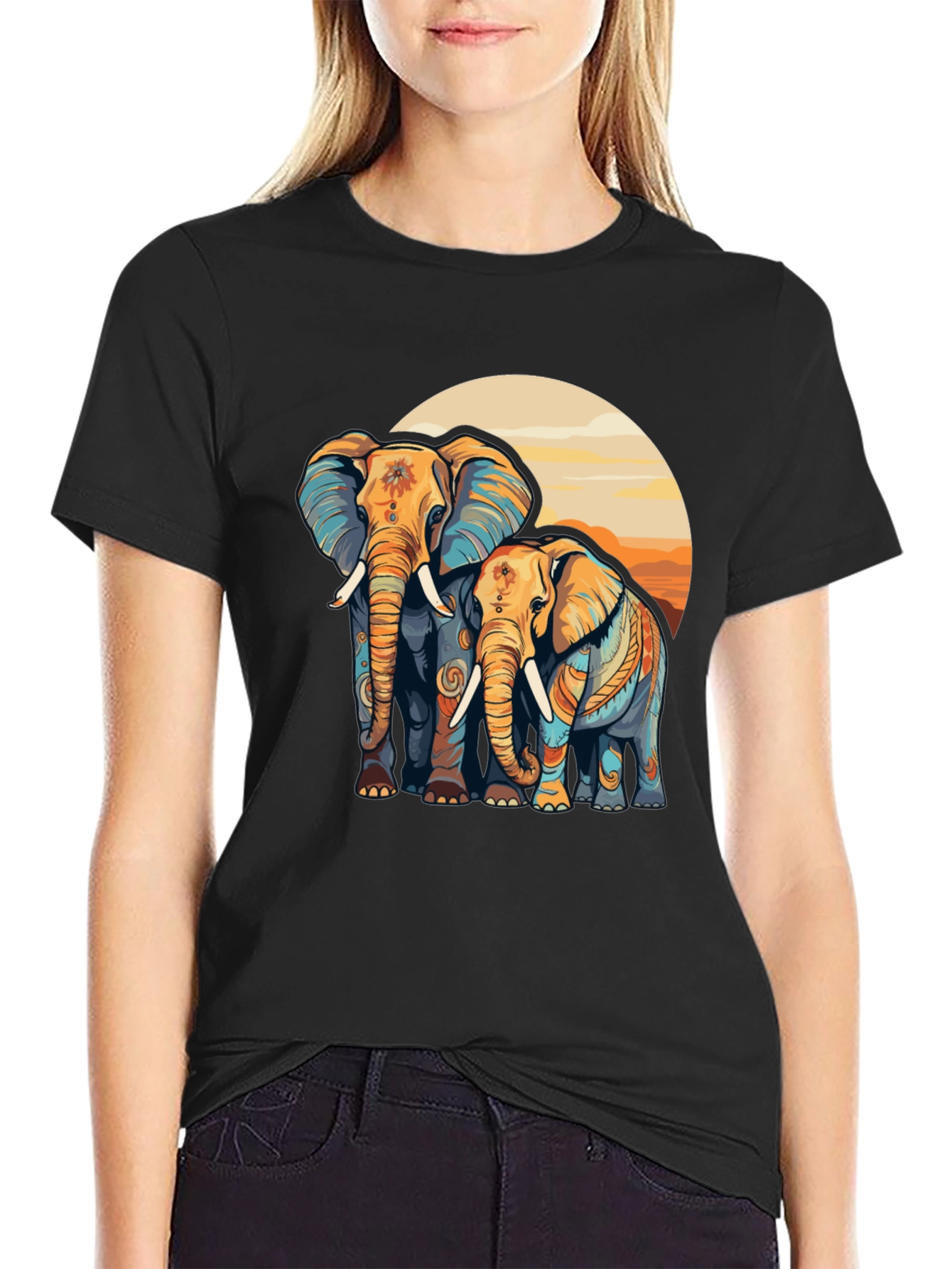 Elephant Sunset Graphic Tee - Stylish Comfort