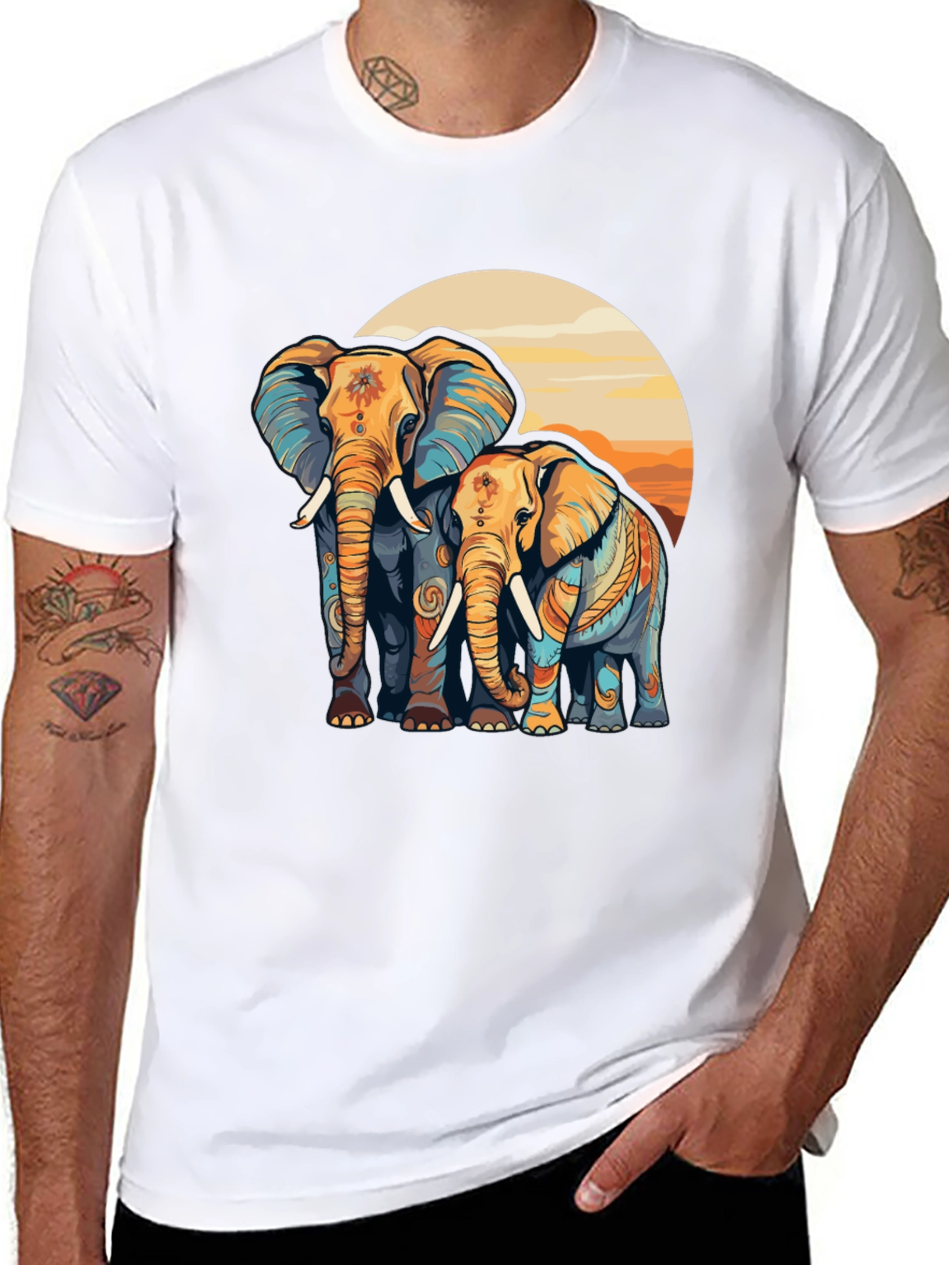 Elephant Sunset Graphic Tee - Stylish Comfort