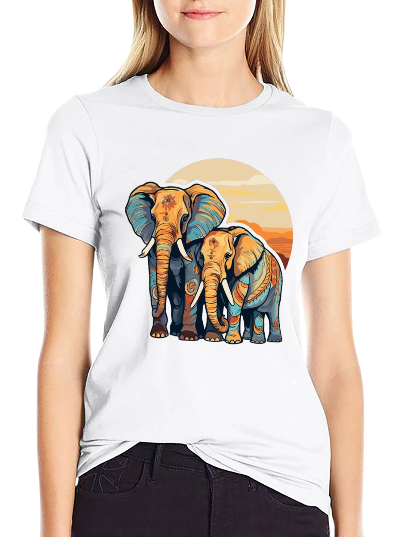 Elephant Sunset Graphic Tee - Stylish Comfort