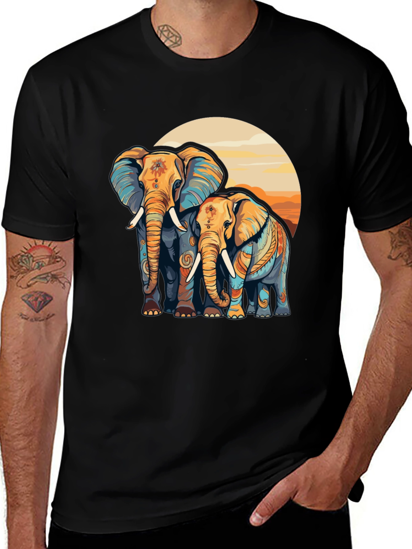 Elephant Sunset Graphic Tee - Stylish Comfort