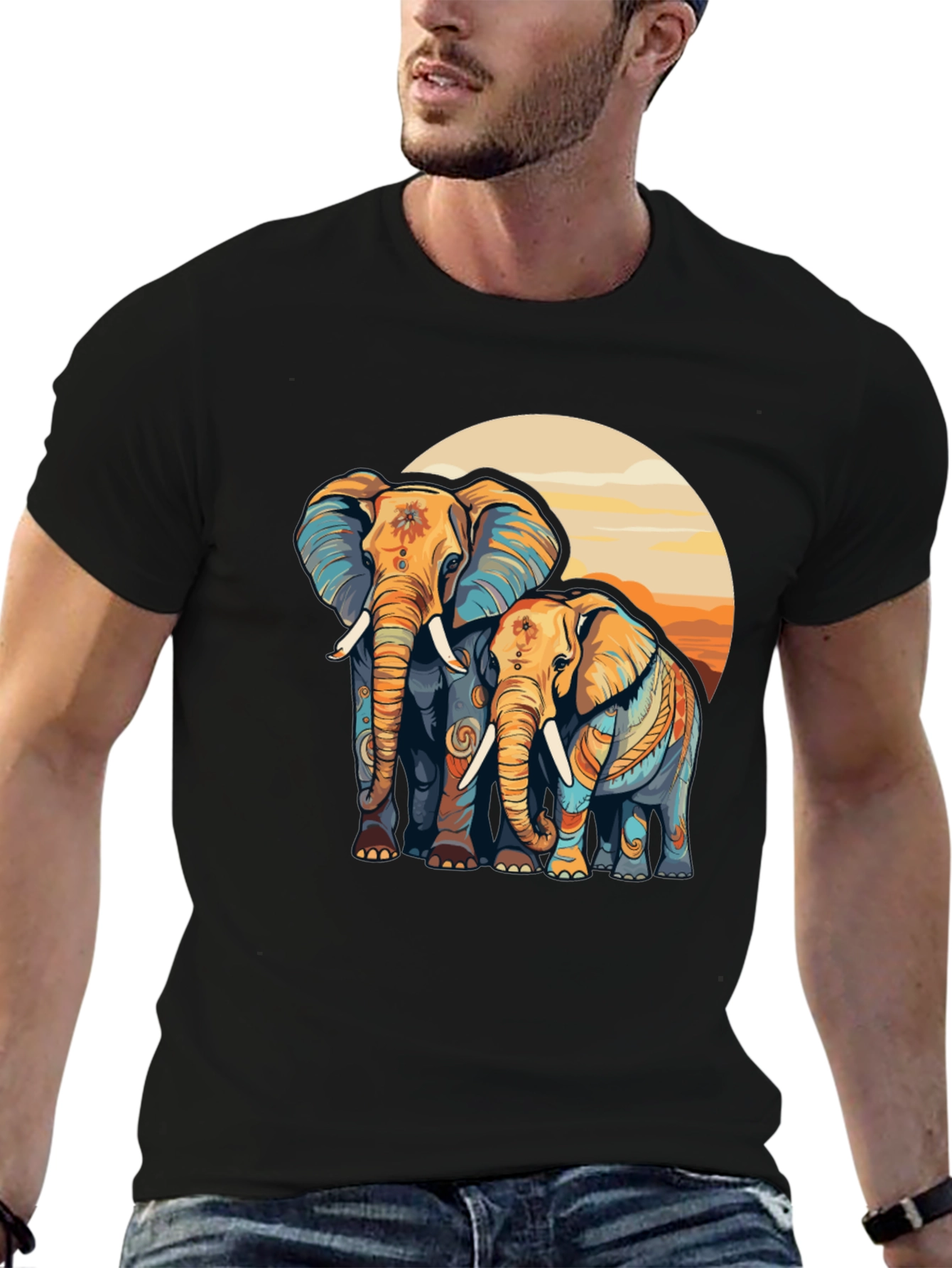 Elephant Sunset Graphic Tee - Stylish Comfort