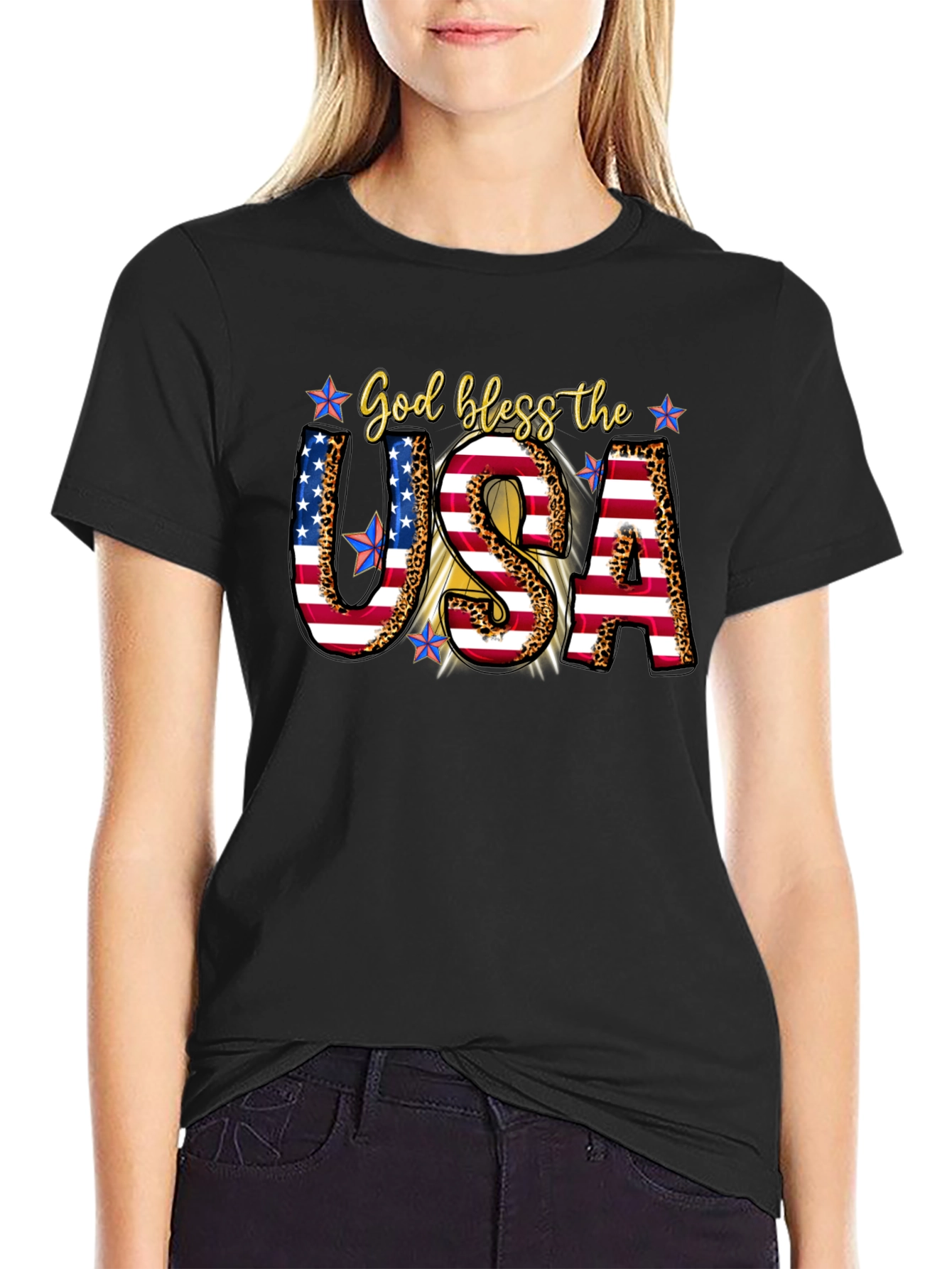Patriotic God Bless the USA Graphic Tee