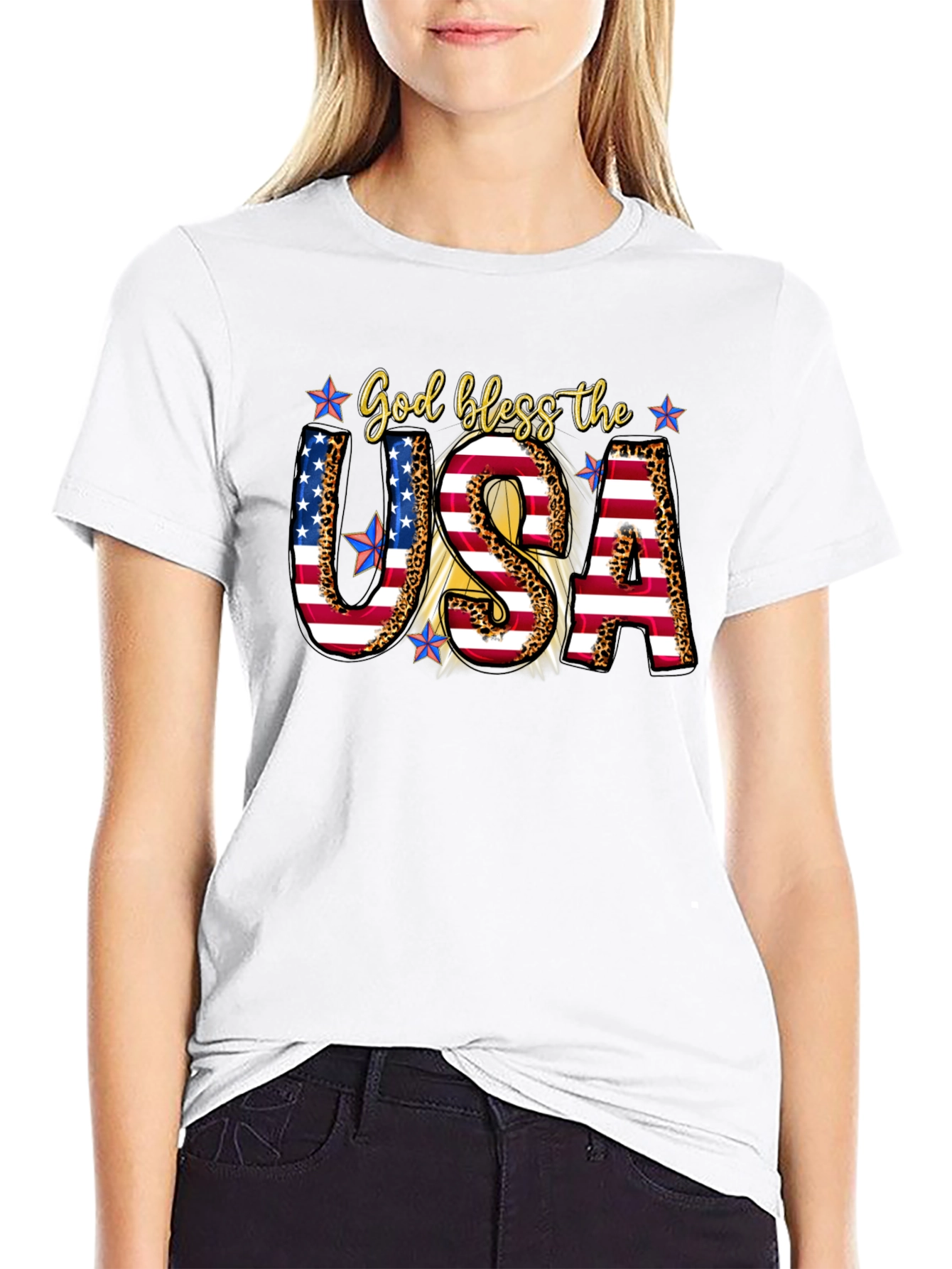 Patriotic God Bless the USA Graphic Tee